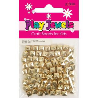 Bead 8Mm Gold Facetted Cube 20G