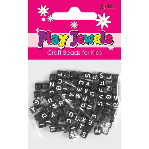 Bead 5Mm Alphabet Cube Blk-Wh 90Pcs