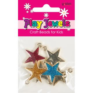 Jf Charm 25Mm Glitter Star Asst 6Pcs