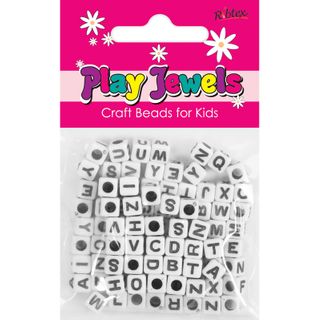 Bead 6Mm Alphabet Cube Wh-Blk 104Pcs