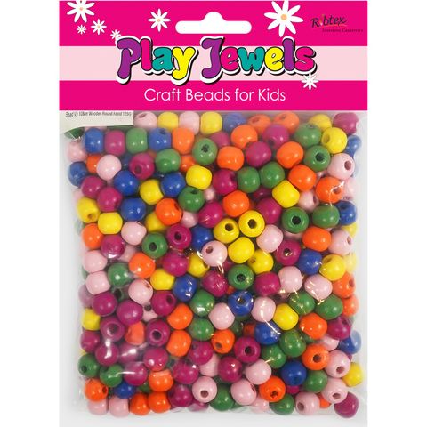 Bead Vp 10Mm Wooden Round Asstd 125G