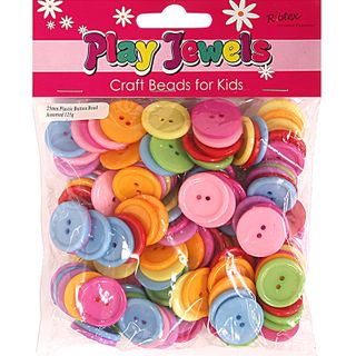 Bead Vp 25Mm Plastc Button Rnd Asst 125G