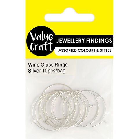 JF WINE GLASS RINGS SILVER 10PCS