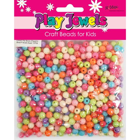 Bead Vp 8Mm Plastic Rnd Facet Asst 125G
