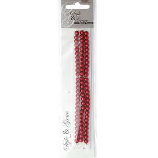 Bead Glass Pearls 6Mm Red 81Pcs