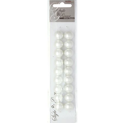 Bead Glass Pearls 14Mm White 18Pcs