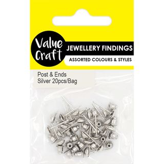 JF POST AND ENDS SILVER 20PCS