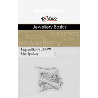 Shepherd Hooks With Diamante Silver 4Pcs