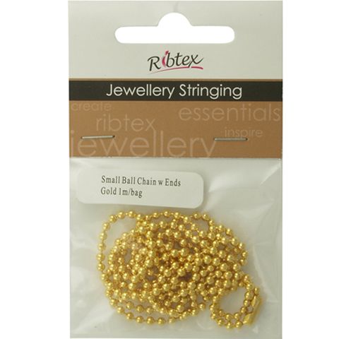 Chain Ball With Ends Gold 1m