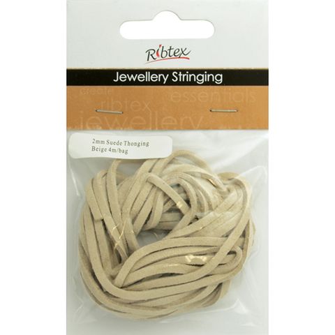 Faux Suede Thonging 2mm Beige 4m