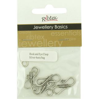 Clasp Hook   Eye Fancy Silver 4 Sets