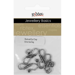 Clasp Hook   Eye Fancy Silver 4 Sets