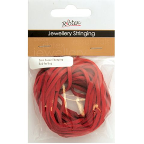 Faux Suede Thonging 2mm Red 4m