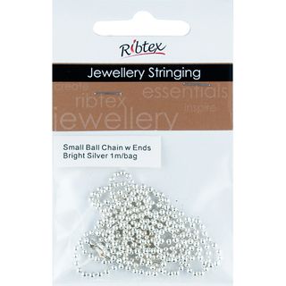 Chain Ball with Ends Bright Silver 1m