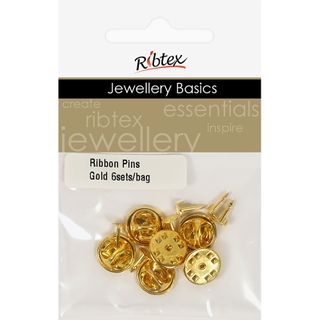 Ribbon Pin Gold 6 Sets