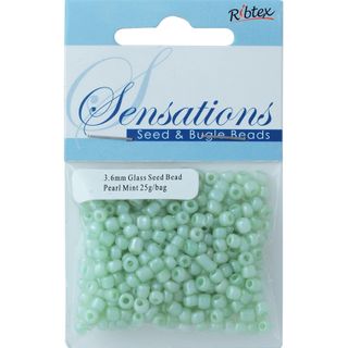 Bead Glass Seed 3.6mm Pearl Mint 25G