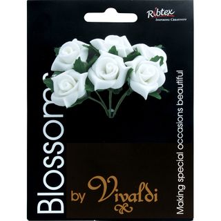White Foam Roses 1 Bunch  6 Pieces