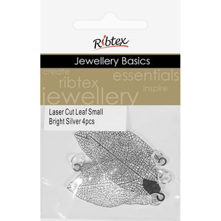 Jf Laser Cut Small Leaf Br Silver 4Pc
