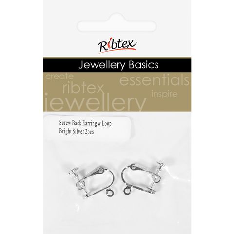 Earring Screw Back With Loop Silver 2Pcs