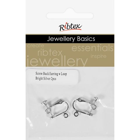 Earring Screw Back With Loop Silver 2Pcs