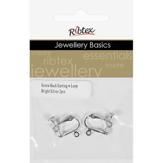 Earring Screw Back With Loop Silver 2Pcs