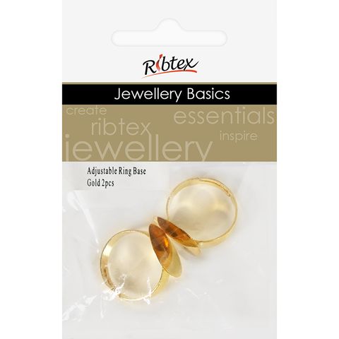 Jf Adjustable Ring Base Flat Gld 2Pc
