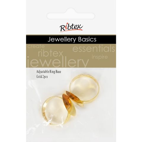 Jf Adjustable Ring Base Flat Gld 2Pc