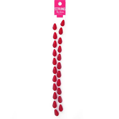Beads Glass Facet Teardrop Red  Lg 22Pc