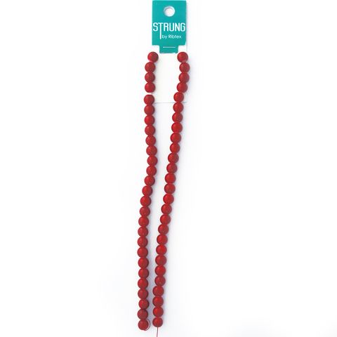 Beads Red Glass Round 8Mm 54Pc