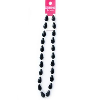 Beads Glass Facet Teardrop Blk  Lg 22Pc