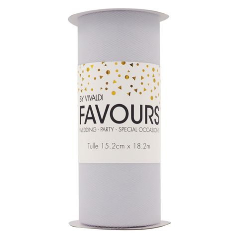 Ribbon Tulle 15.2cm X 18.2m White 1Roll