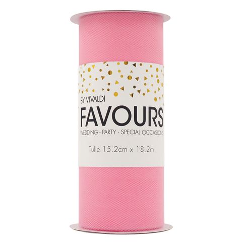 Ribbon Tulle 15.2cmX18.2m Pink 1Roll