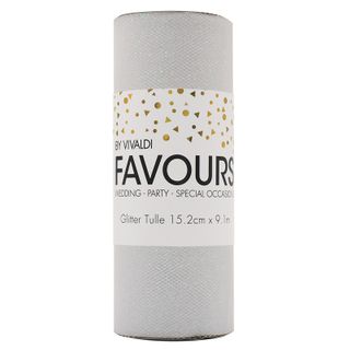 Ribbon Glitter Tulle 15.2cm X 9.1m White