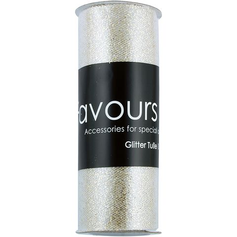 Ribbon Glitter Tulle 15.2cmx9.1m Gold