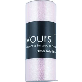 Ribbon Glitter Tulle 15.2cmx 9.1m Pink