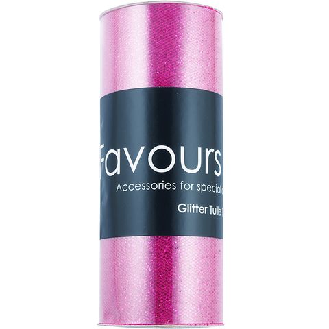 Ribbon Glitter Tulle 15.2cmx 9.1m Pink