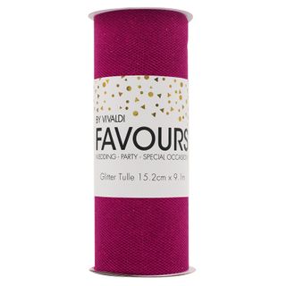 Ribbon Glitter Tulle 15.2cmx 9.1m Pink