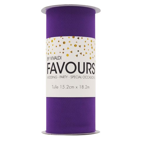 Ribbon Tulle 15.2cm X 18.2m Purple 1Roll
