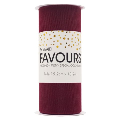 Ribbon Tulle 15.2cm X 18.2m Red 1Roll