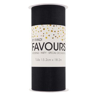 Ribbon Tulle 15.2cm X 18.2m Black 1Roll