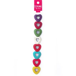 Bead Stone 25Mm Heart Asst Bright 8Pc