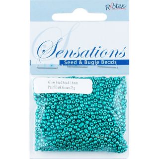 Bead Glass Seed 1.8Mm Pearl Dk Green 25G