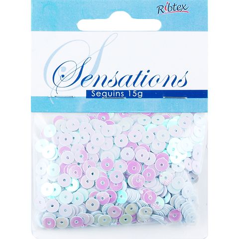 Sequins 5mm Flat AB White 15G