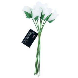 FLOWER POLY ROSE BUNCH 7H WHITE 1CH