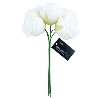 FLOWER POLY ROSE BUNCH 5H WHITE 1CH