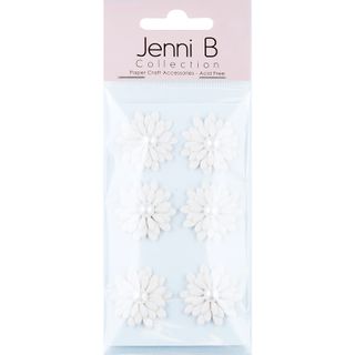 Jenni B  Paper Flower Pearl White 6Pcs