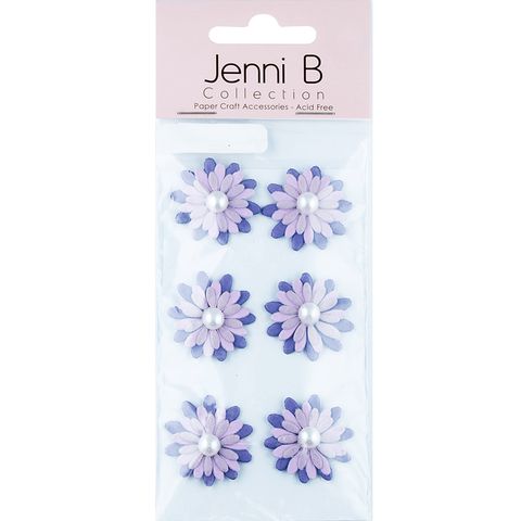 Jenni B Paper Flower Pearl Purple 6Pcs