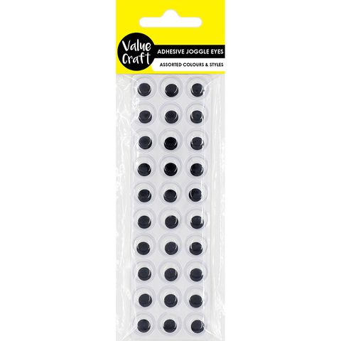 CRAFT JOGGLE EYE ADH BLK- WHT 12MM 30PC