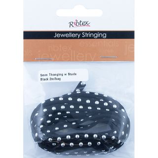 Jf Thonging W Rnd Stud 5Mm Slv Black 2M