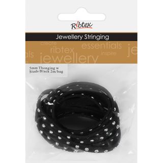 Jf Thonging W Rnd Stud 5Mm Slv Black 2M